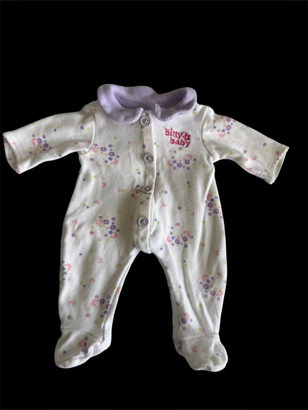 American Girl Bitty Baby Floral Pajamas and Care Set in White and Pink